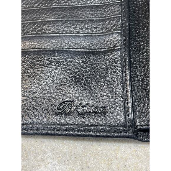 Brighton Leather Trifold Wallet Black/Brown Leather Croc Pattern-Bow Accents - Picture 4 of 13